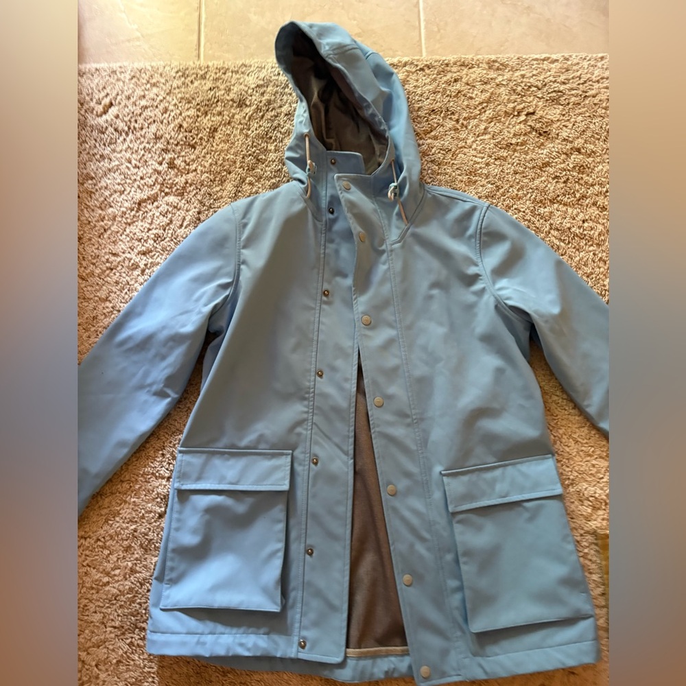 Light Blue Hooded Rain Jacket - Picture 2 of 6